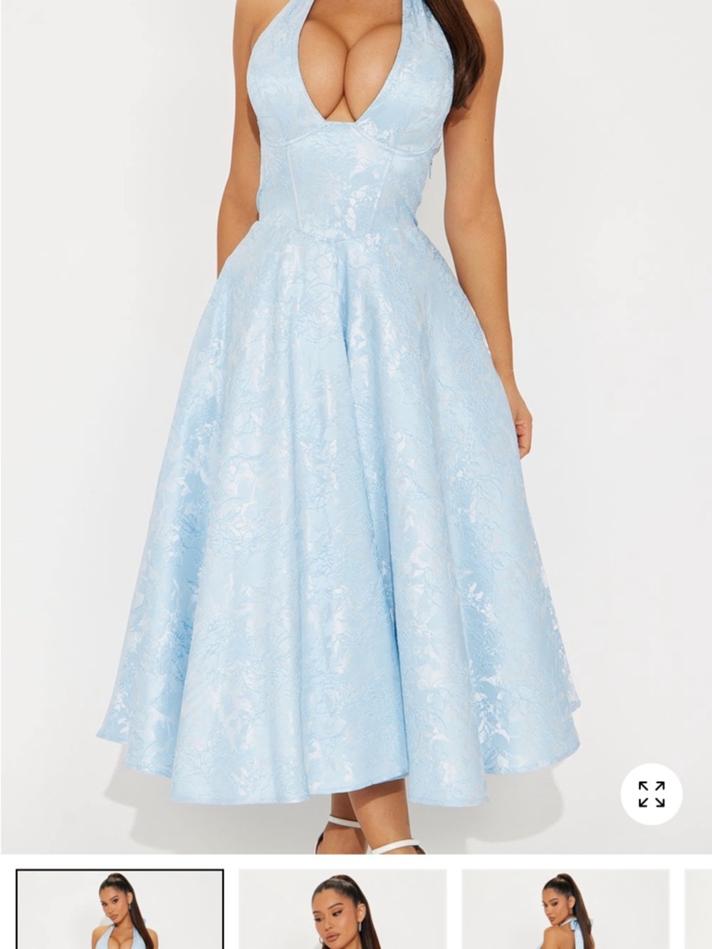 Light Blue Halter A-Line Dress